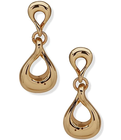 Anne Klein Gold Tone Twisted Teardrop Drop Earrings