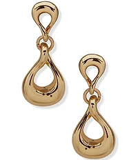 Anne Klein Gold Tone Twisted Teardrop Drop Earrings