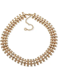 Anne Klein Gold Tone White Pearl Open Bar Statement Necklace