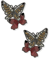 Anne Klein Large Drama Butterfly Motif Button Drop Earrings