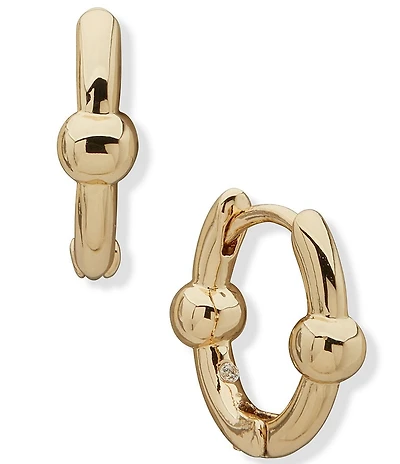 Anne Klein Metal Ball Huggie Hoop Earrings