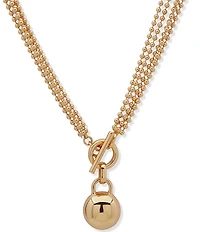 Anne Klein Metal Beaded Chain Dome Short Pendant Necklace