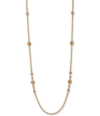 Anne Klein Metal Lentil Beaded Strandage Long Strand Necklace