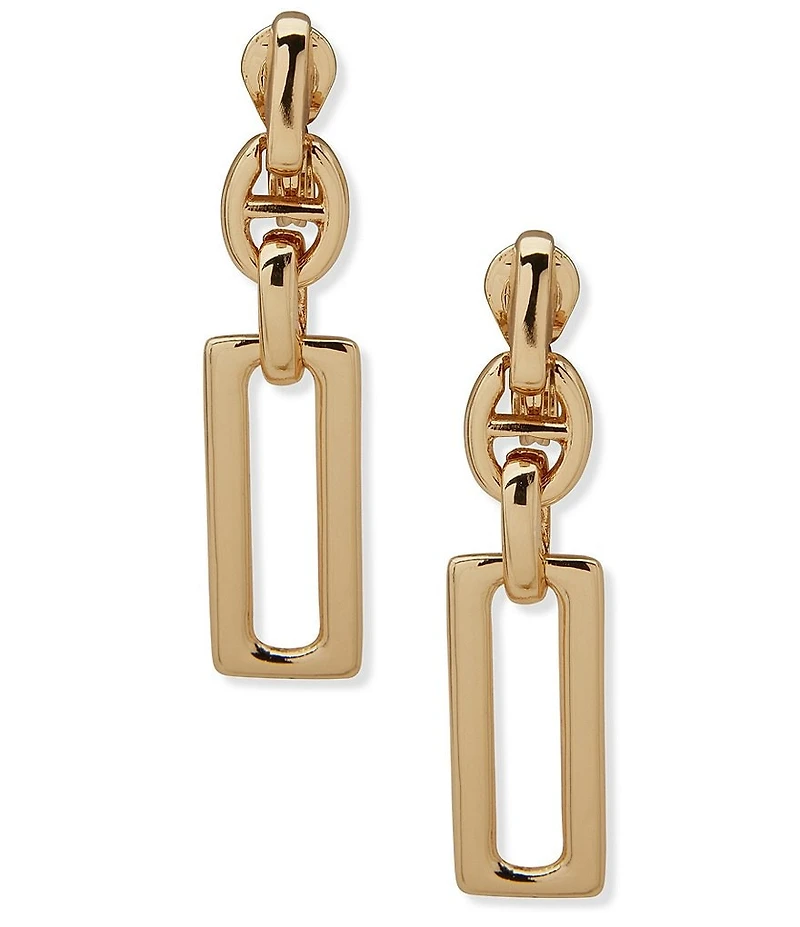 Anne Klein Metal Wide Link Clip-On Drop Earrings