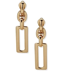 Anne Klein Metal Wide Link Clip-On Drop Earrings