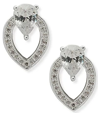 Anne Klein Navette Pearl Stone Button Stud Earrings