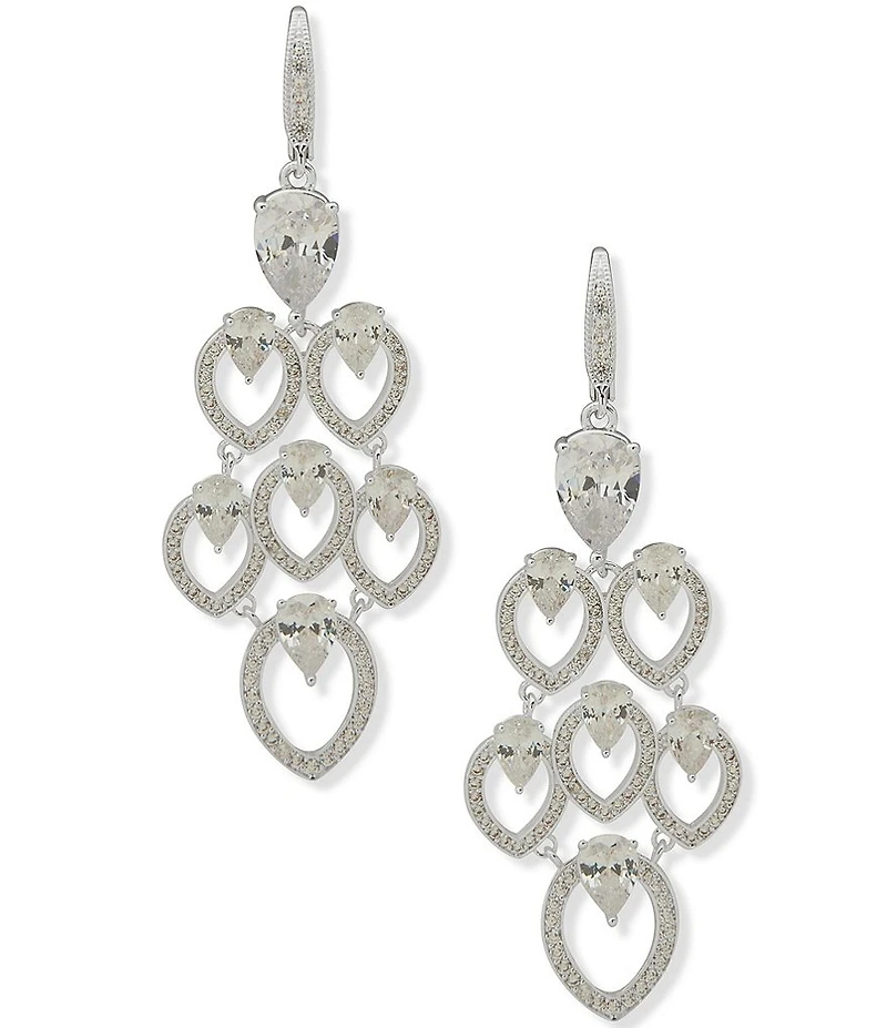 Anne Klein Navette Pearl Stone Chandelier Earrings