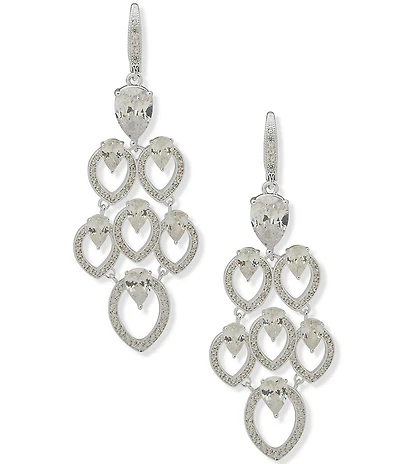 Anne Klein Navette Pearl Stone Chandelier Earrings