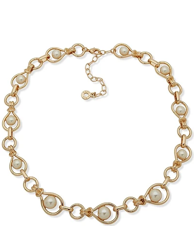Anne Klein Open Link Pearl Collar Necklace