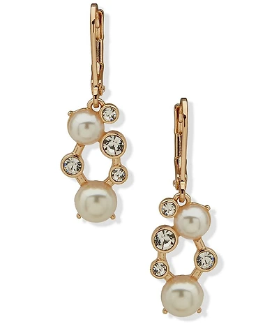 Anne Klein Pearl Cluster Stone Drop Earrings