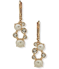 Anne Klein Pearl Cluster Stone Drop Earrings