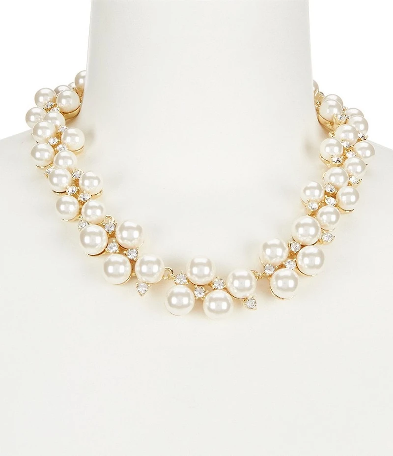 Anne Klein Faux-Pearl Crystal Collar Statement Necklace