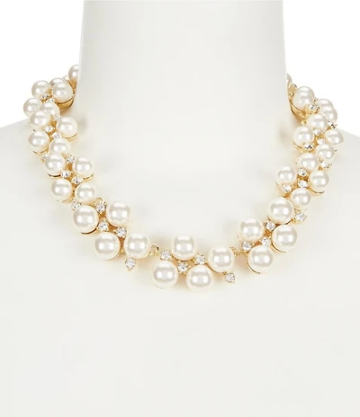 Anne Klein Faux-Pearl Crystal Collar Statement Necklace