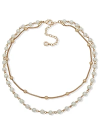 Anne Klein Pearl Convertible Beaded Short Multi Strand Necklace