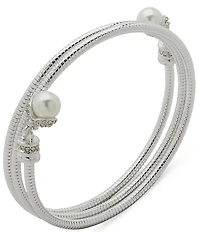 Anne Klein Pearl Crystal Coil Bracelet