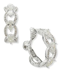 Anne Klein Pearl Navette Stone Clip-On Hoop Earrings