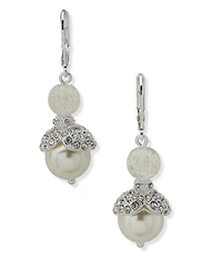 Anne Klein Pearl Stone Double Drop Earrings