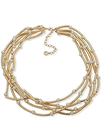 Anne Klein Pearl Tube Strandage Short Multi Strand Necklace