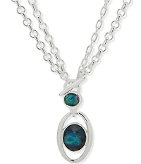 Anne Klein Silver Tone Convertible Abalone Short Pendant Necklace