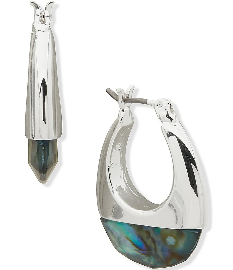 Anne Klein Silver Tone Puffy Hoop Earrings