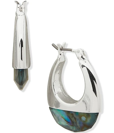 Anne Klein Silver Tone Puffy Hoop Earrings