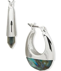 Anne Klein Silver Tone Puffy Hoop Earrings