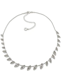 Anne Klein Silver Tone Navette Stone Collar Necklace