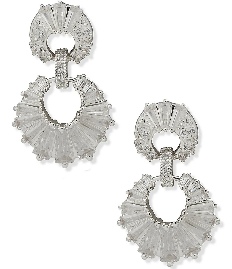 Anne Klein Silver Tone Open Link Double Orbital Earrings