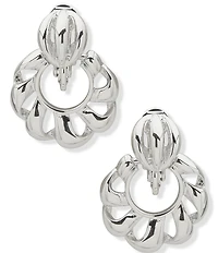 Anne Klein Silver Tone Openwork Doorknocker Clip Drop Earrings