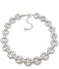 Anne Klein Silver Tone Puffy Interlinking Collar Necklace