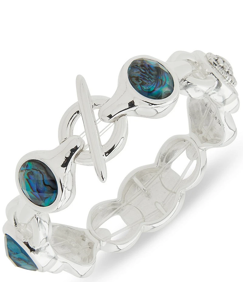 Anne Klein Silver Tone Smooth Lion Stretch Bracelet