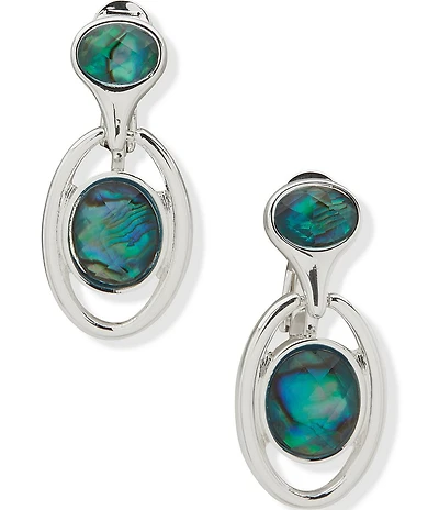 Anne Klein Silver Tone Smooth Stone Drop Earrings