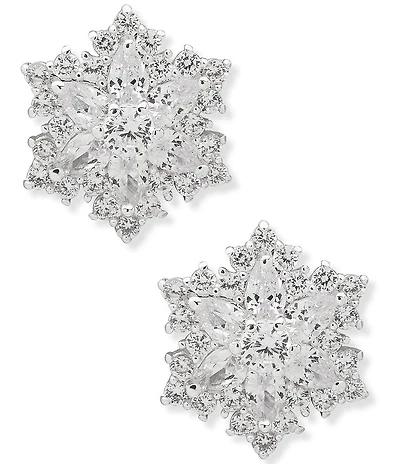 Anne Klein Silver Tone Snowflake Stud Earrings