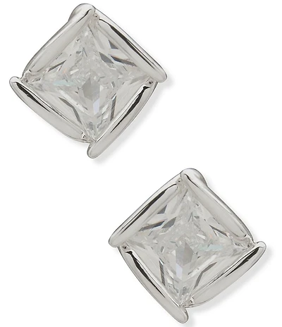 Anne Klein Silver Tone Stone Stud Earrings