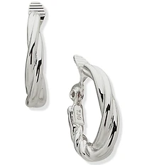 Anne Klein Silver Tone Twisted Clip Hoop Earrings