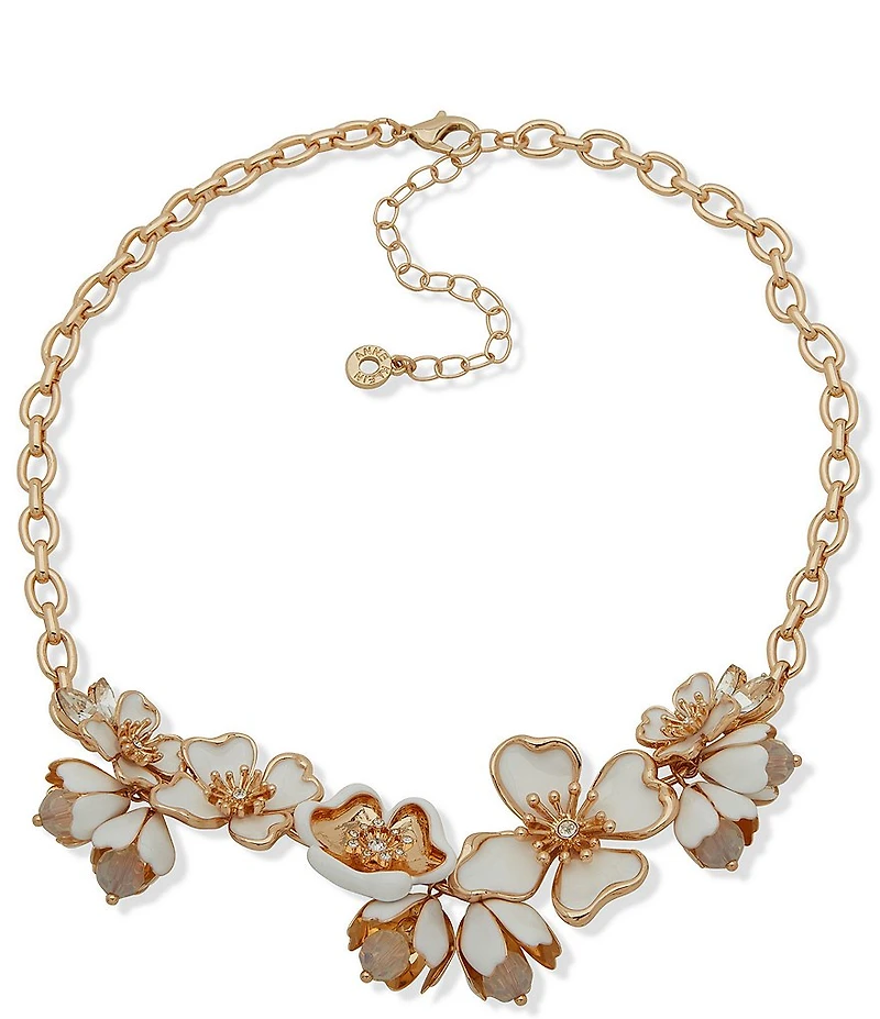 Anne Klein Textured Floral Statement Necklace