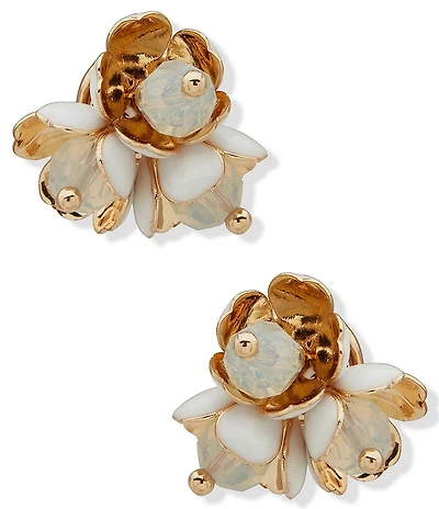 Anne Klein Textured Flower Stud Earrings