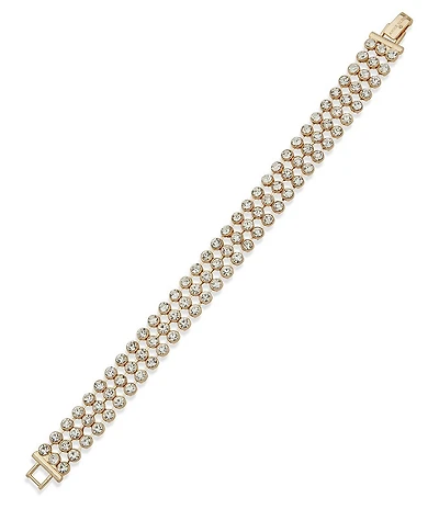 Anne Klein Three Row Crystal Mesh Line Bracelet