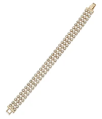 Anne Klein Three Row Crystal Mesh Line Bracelet