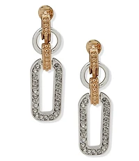 Anne Klein Two Tone Crystal Linked Clip Drop Earrings