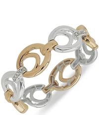 Anne Klein Two Tone Crystal Open Link Stretch Bracelet