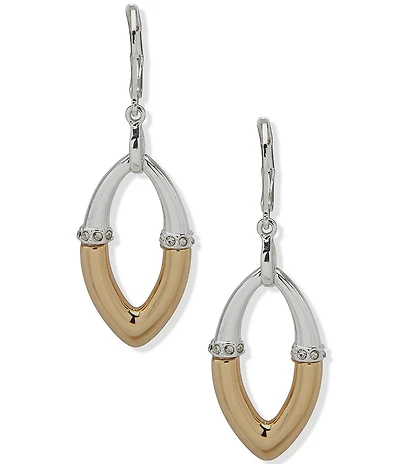 Anne Klein Two Tone Crystal Rondell Orbital Earrings