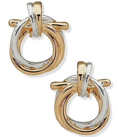 Anne Klein Two Tone Doorknocker Knot Stud Earrings