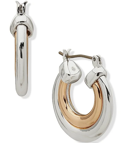 Anne Klein Two Tone Double Row Hoop Earrings