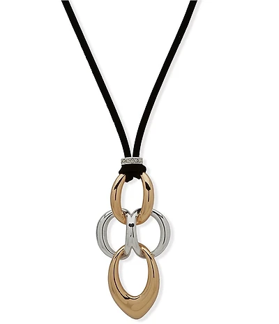 Anne Klein Two Tone Link Long Pendant Necklace