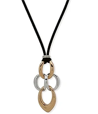 Anne Klein Two Tone Link Long Pendant Necklace
