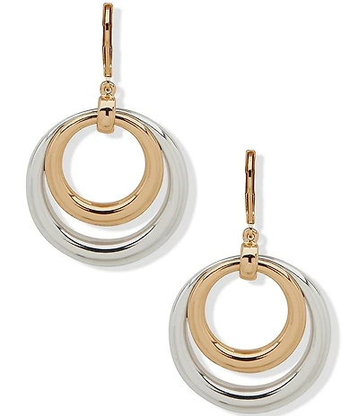 Anne Klein Two Tone Multi Row Drop Orbital Earrings