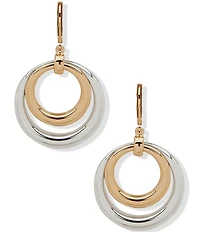 Anne Klein Two Tone Multi Row Drop Orbital Earrings