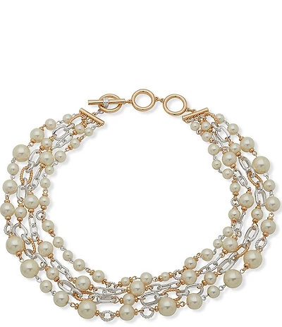 Anne Klein Two Tone Pearl Drama Short Multi-Strand Necklace