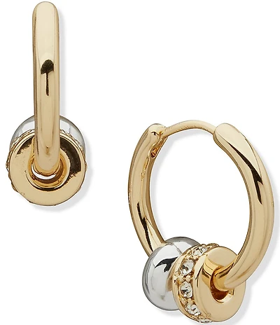 Anne Klein Two Tone Rondell Huggie Hoop Earrings